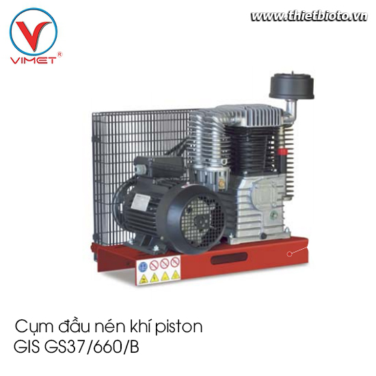 Cụm đầu nén khí piston truyền động dây đai GIS 